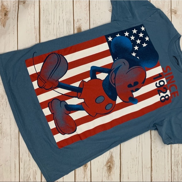 Disney Mickey Mouse & Flag Graphic Blue Tee - Picture 8 of 8